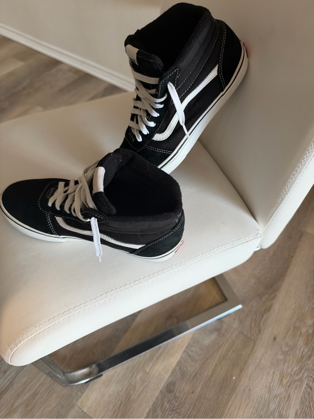Vans Black and White High-Top Skate Sneakers